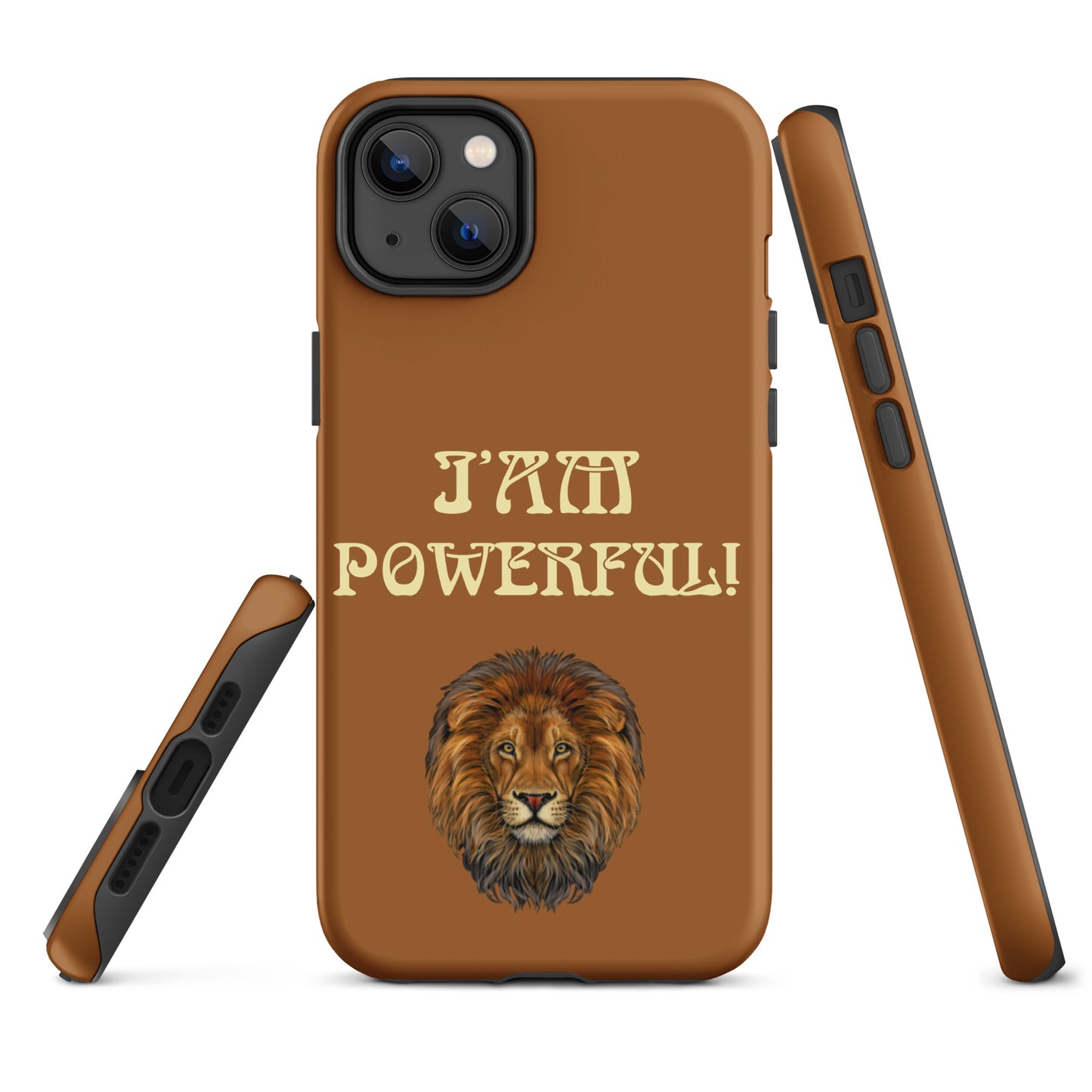 “IAM POWERFUL!”Brown Tough Case for iPhone® W/Banana Font