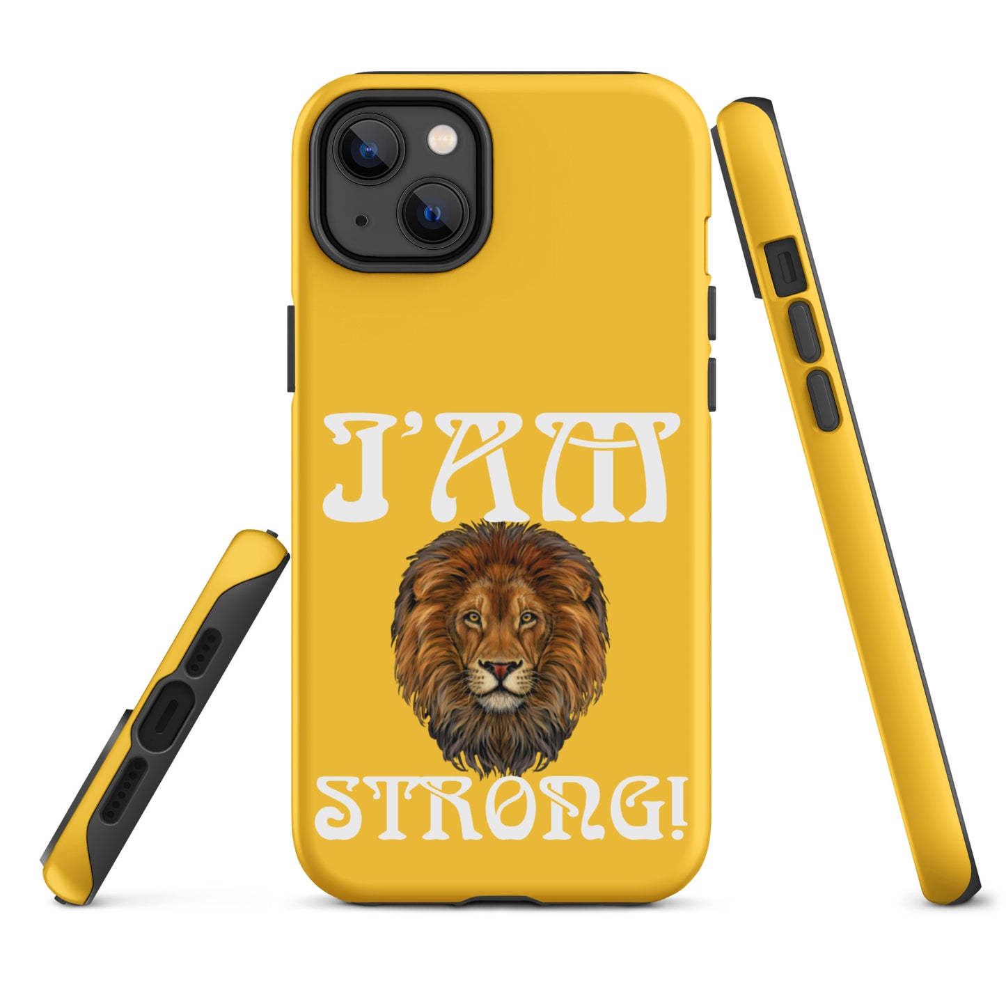 “I’AM STRONG!”Yellow Tough Case for iPhone® W/White Font