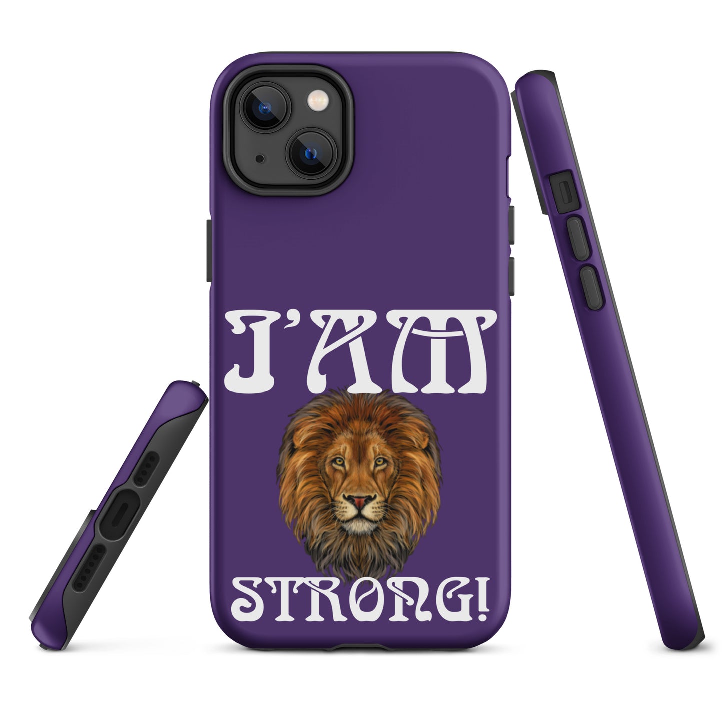 “I’AM STRONG!” Purple Tough Case for iPhone® W/White Font