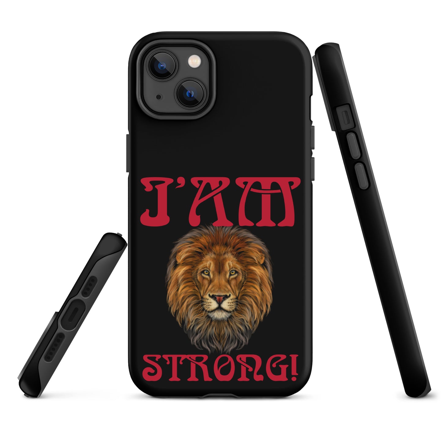 “I’AM STRONG!” Black Tough Case for iPhone® W/Red Font