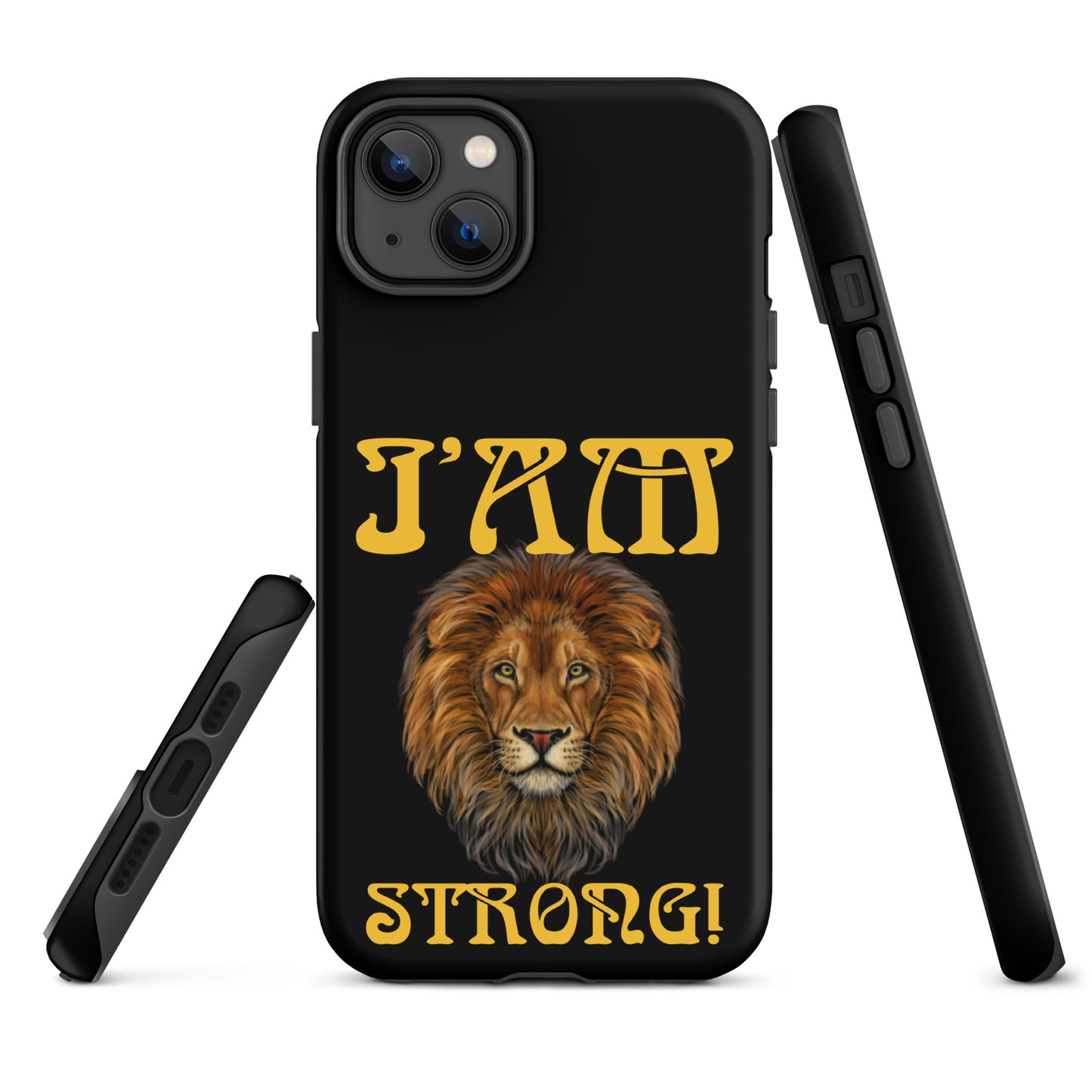 “I’AM STRONG!” Black Tough Case for iPhone® W/Yellow Font