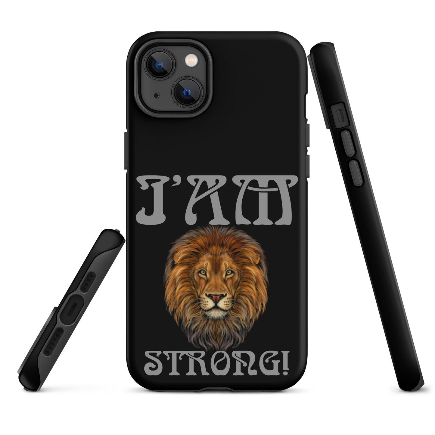 “I’AM STRONG!” Black Tough Case for iPhone® W/Nobel Font