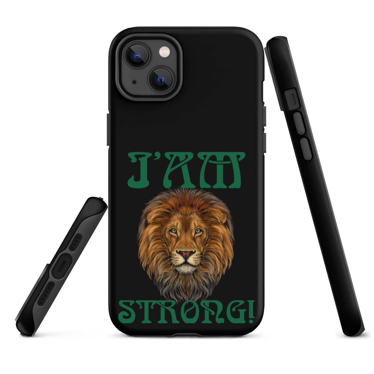 “I’AM STRONG!” Black Tough Case for iPhone® W/Green Font