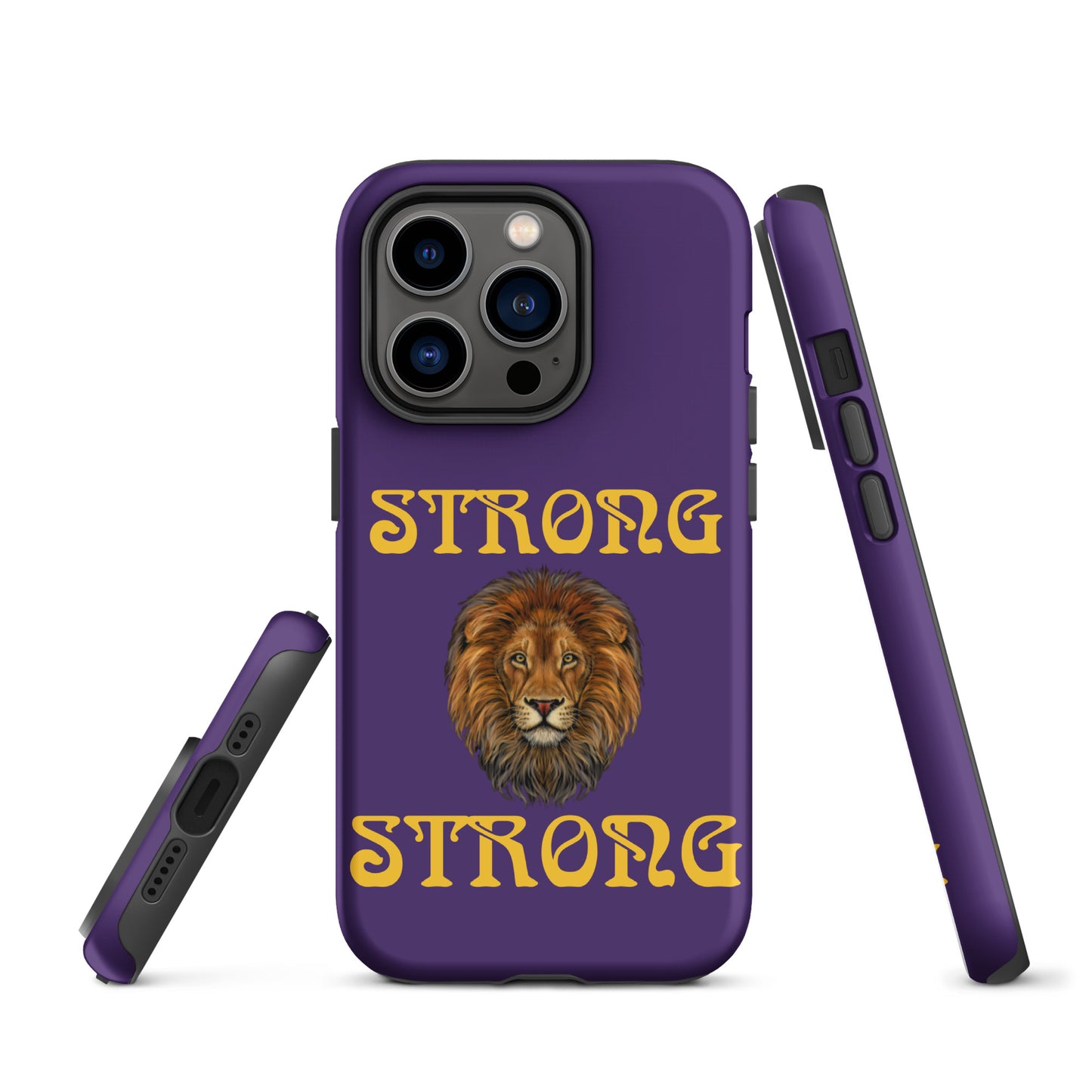 “STRONG”Purple DoubleView Tough Case for iPhone® W/Yellow Font