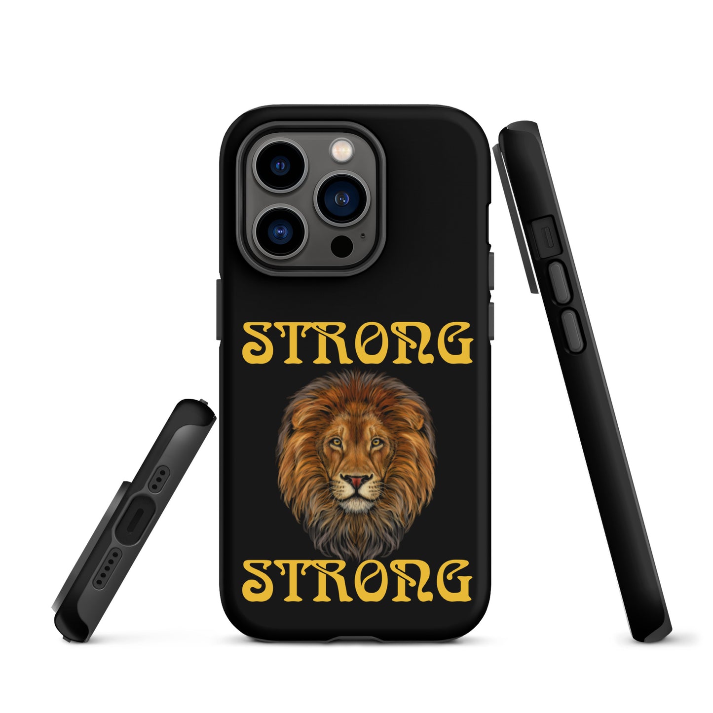 “STRONG”Black DoubleView Tough Case for iPhone®W/Yellow Font