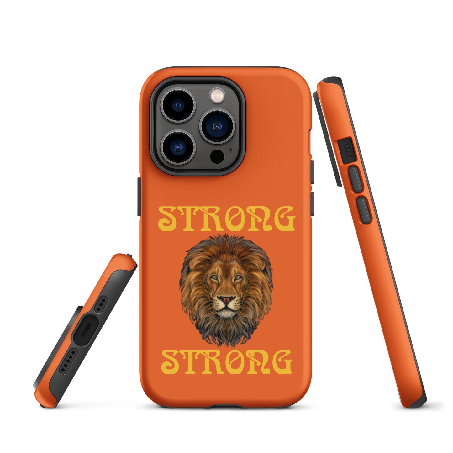 “STRONG”Orange DoubleView Tough Case for iPhone®W/Yellow Font