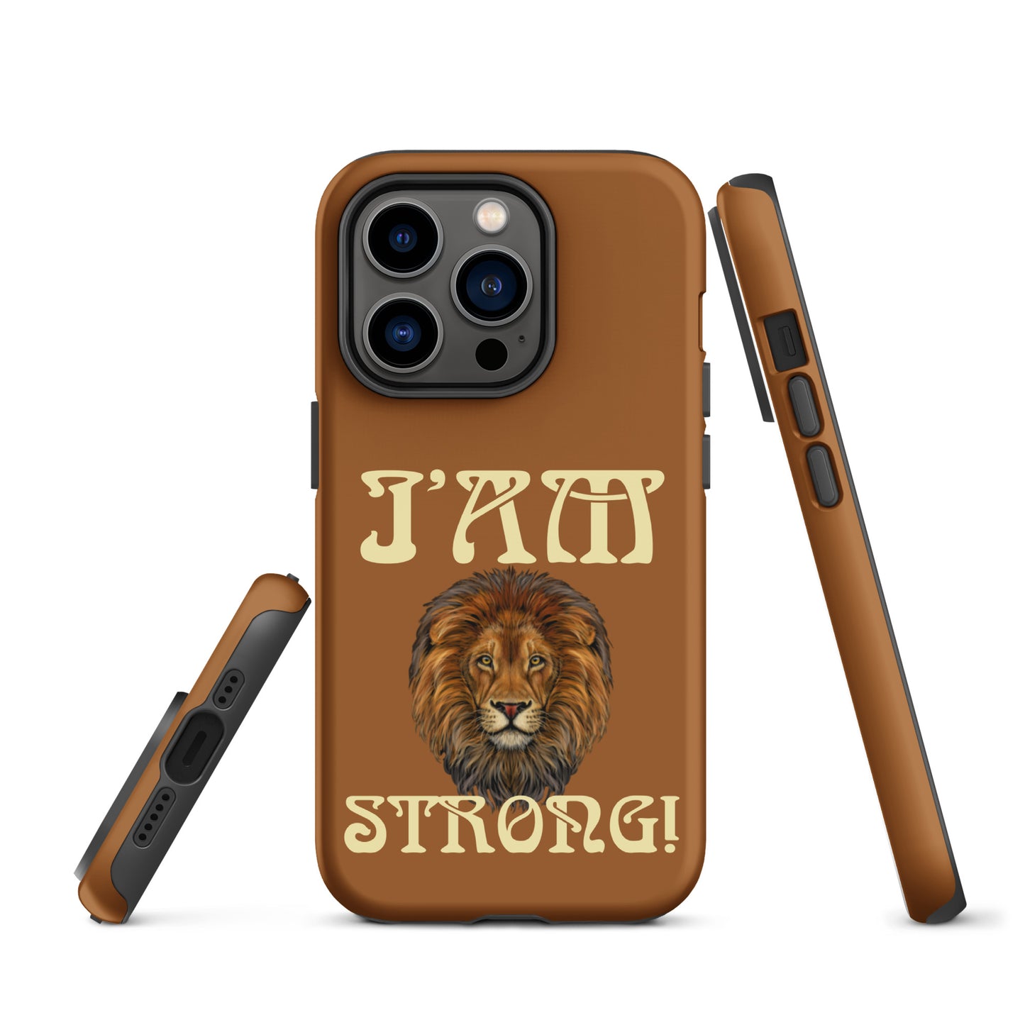 “I’AM STRONG!”Brown Tough Case for iPhone® W/Banana Font