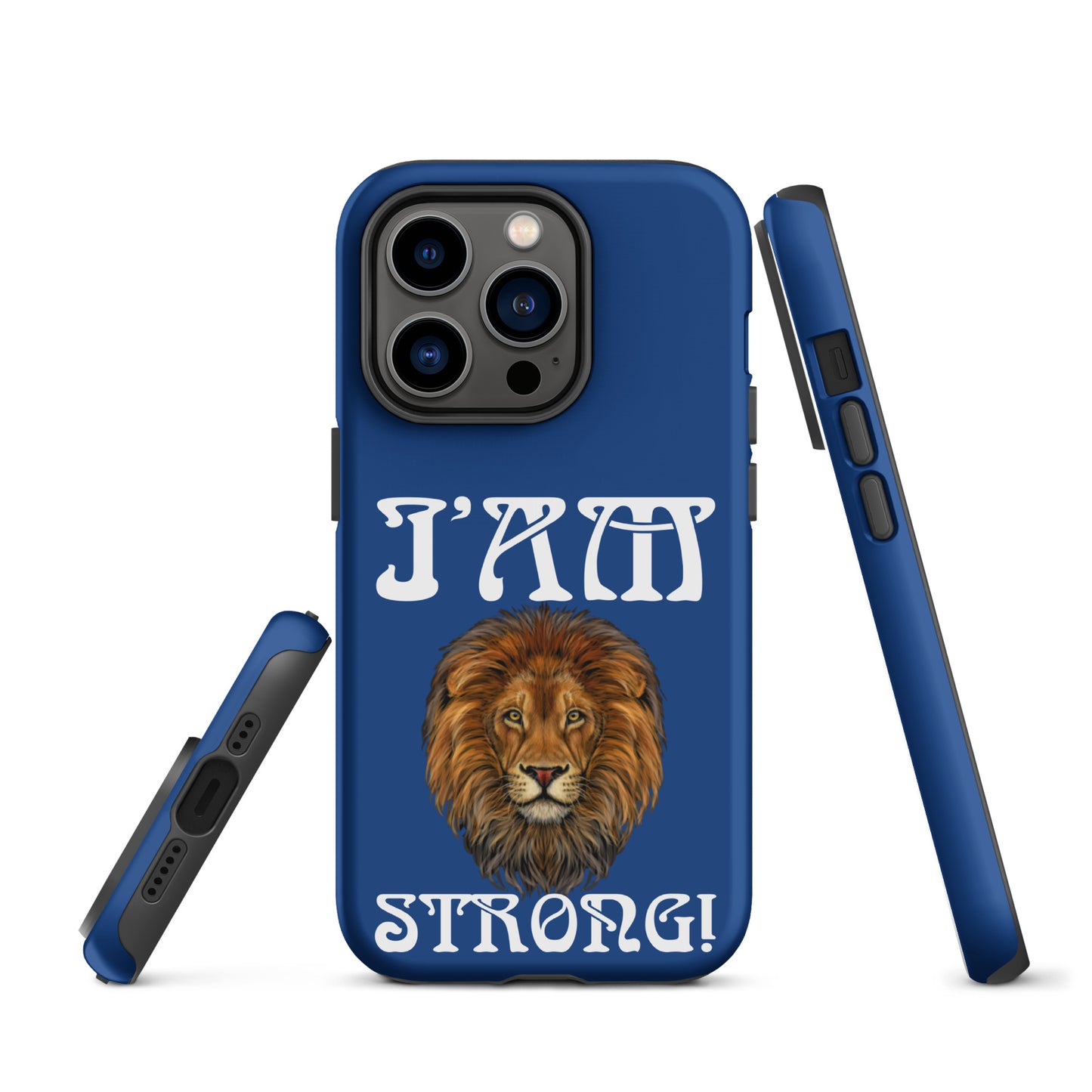 “I’AM STRONG!” Blue Tough Case for iPhone® W/White Font