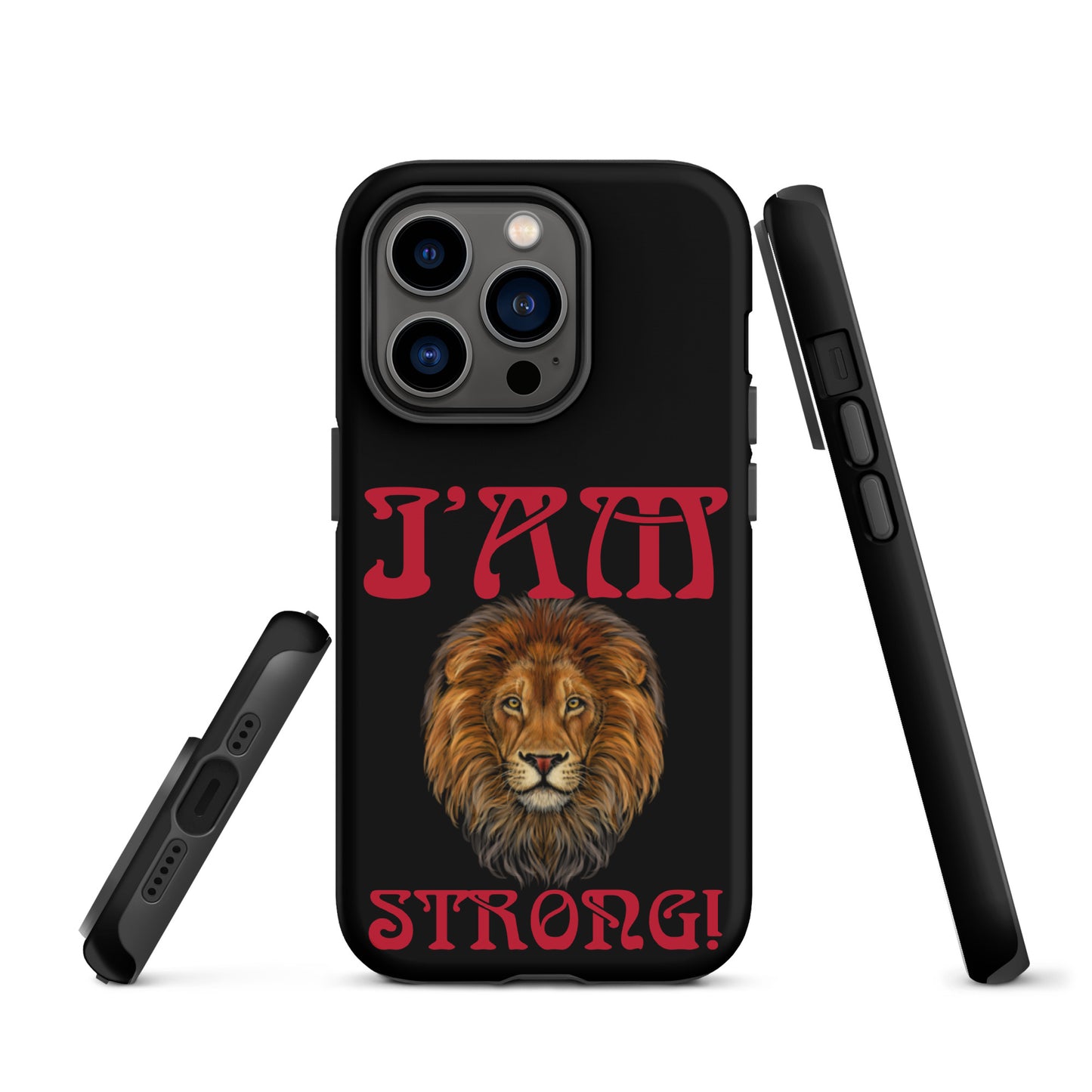 “I’AM STRONG!” Black Tough Case for iPhone® W/Red Font
