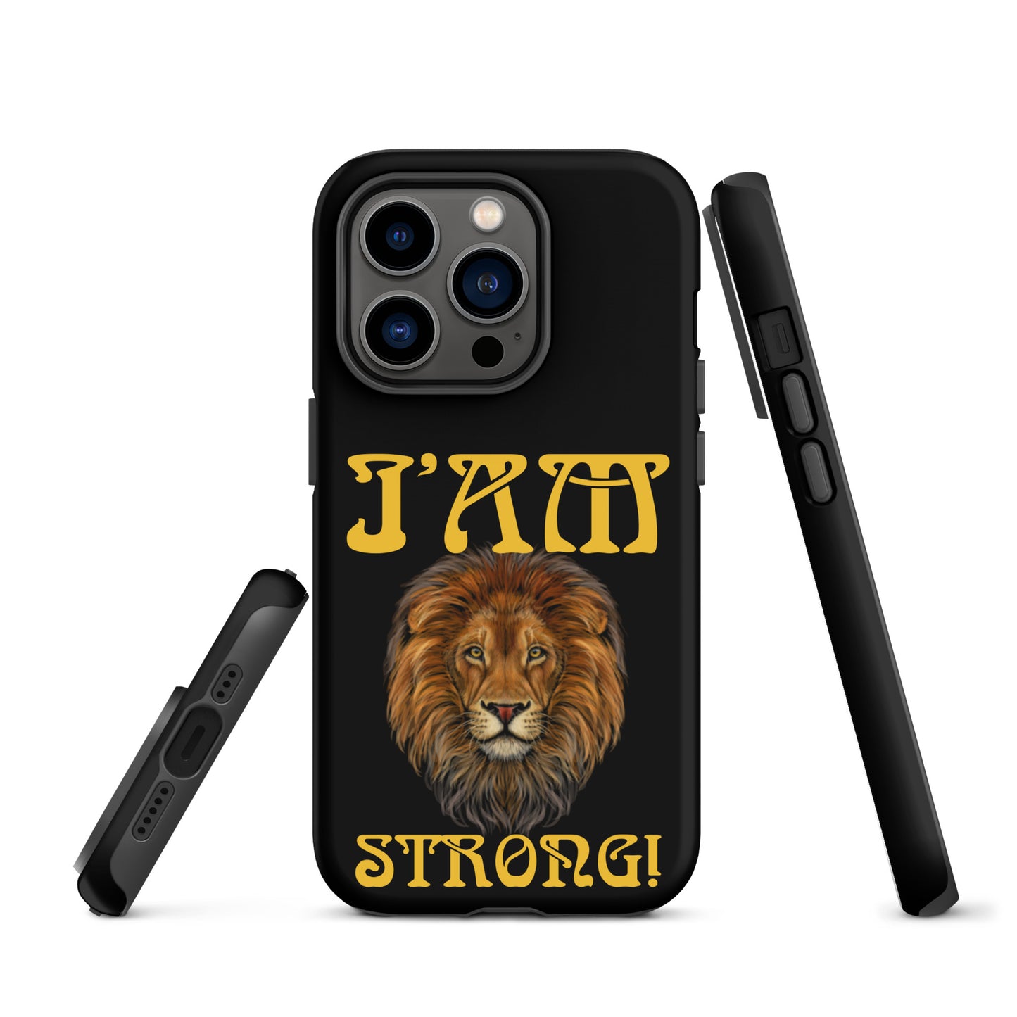 “I’AM STRONG!” Black Tough Case for iPhone® W/Yellow Font
