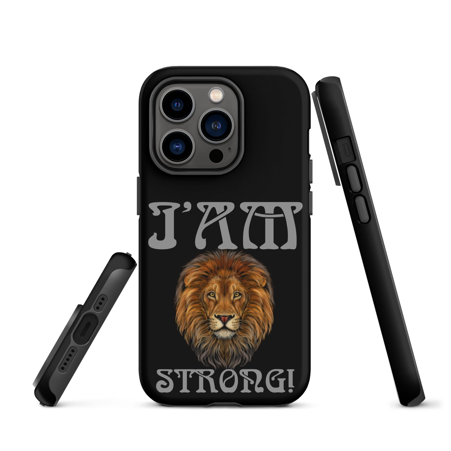 “I’AM STRONG!” Black Tough Case for iPhone® W/Nobel Font
