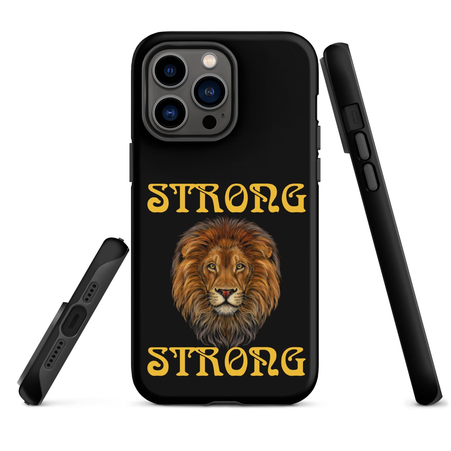 “STRONG”Black DoubleView Tough Case for iPhone®W/Yellow Font
