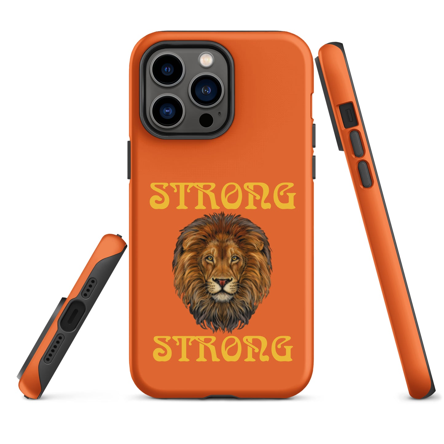 “STRONG”Orange DoubleView Tough Case for iPhone®W/Yellow Font