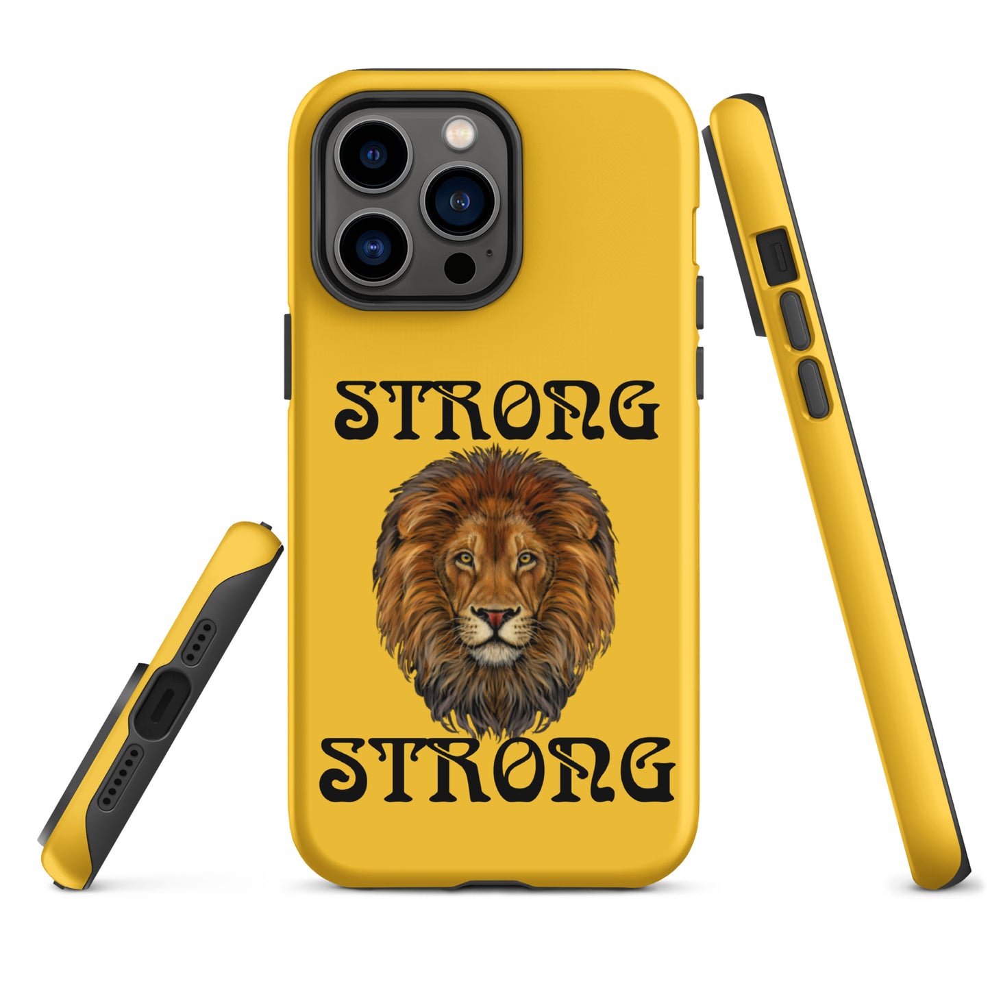 “STRONG”Yellow DoubleView Tough Case for iPhone® W/Black Font