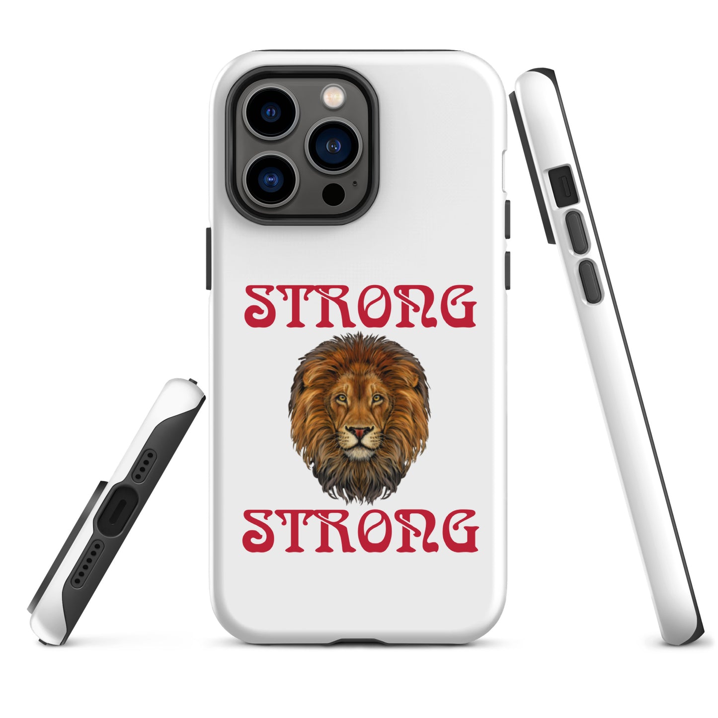 “STRONG”White DoubleView Tough Case for iPhone® W/Red Font