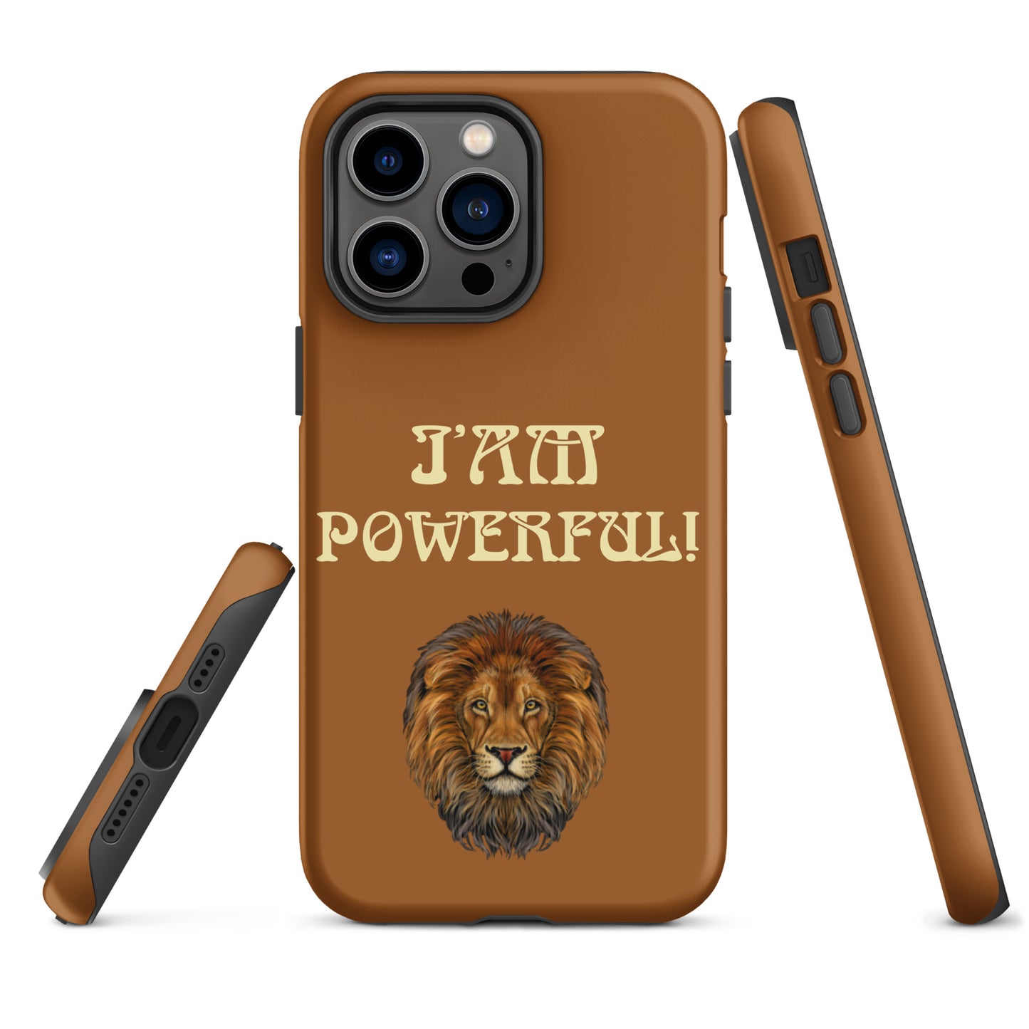 “IAM POWERFUL!”Brown Tough Case for iPhone® W/Banana Font