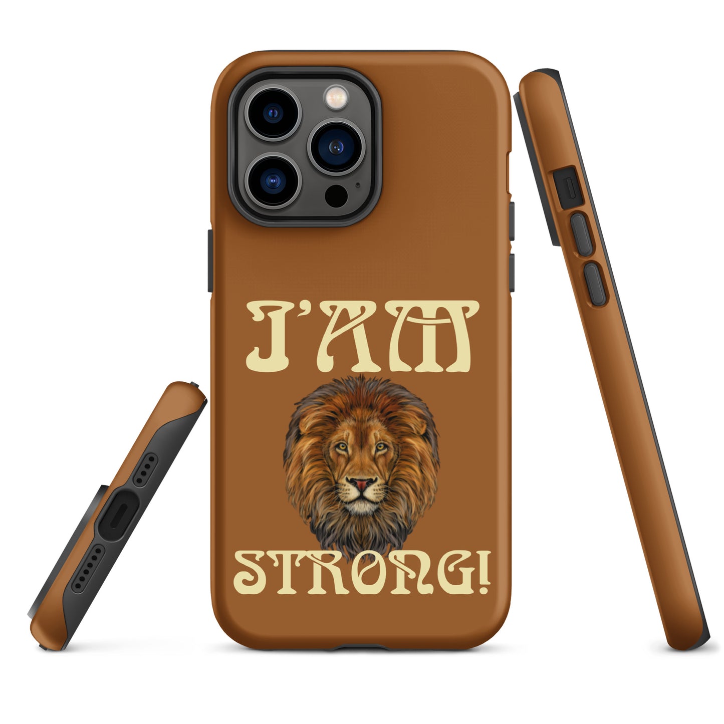 “I’AM STRONG!”Brown Tough Case for iPhone® W/Banana Font