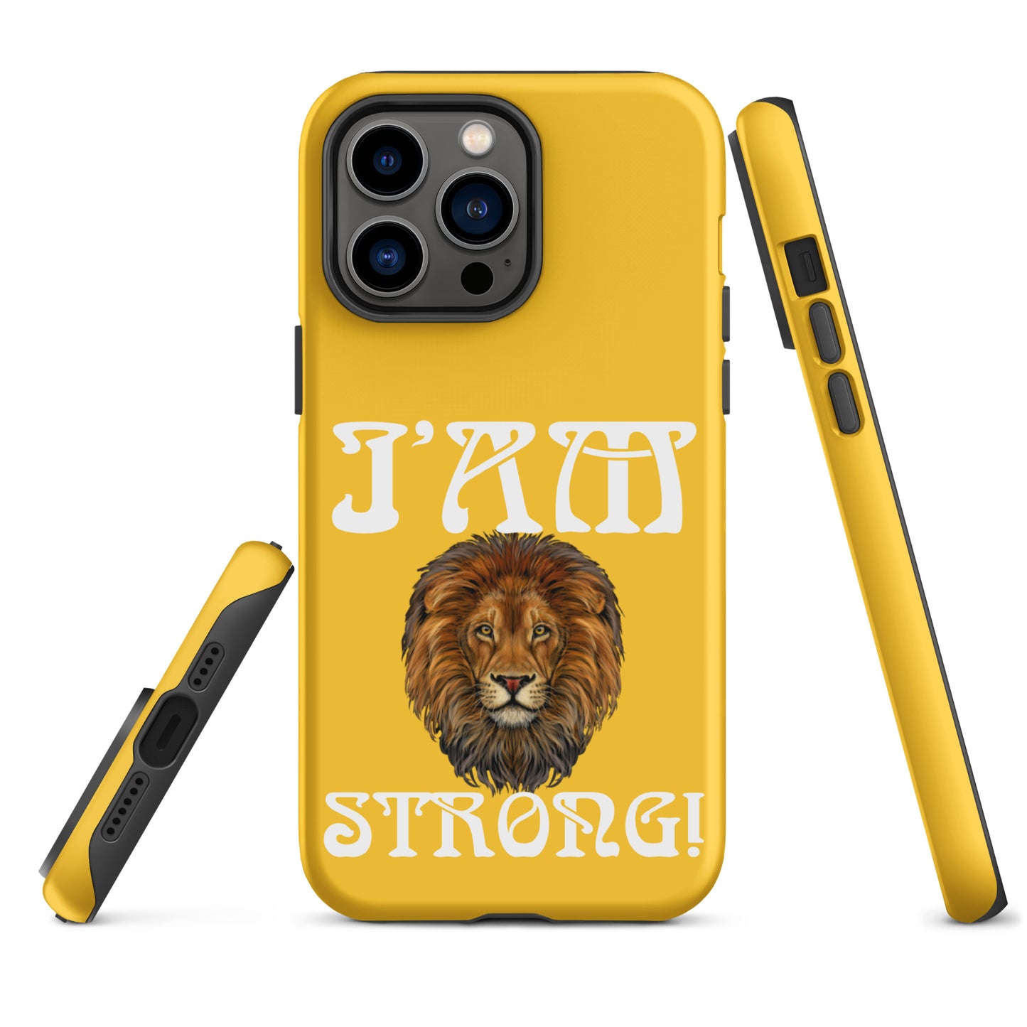 “I’AM STRONG!”Yellow Tough Case for iPhone® W/White Font