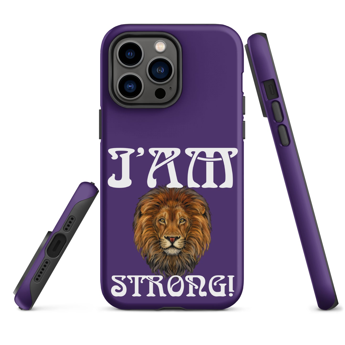 “I’AM STRONG!” Purple Tough Case for iPhone® W/White Font