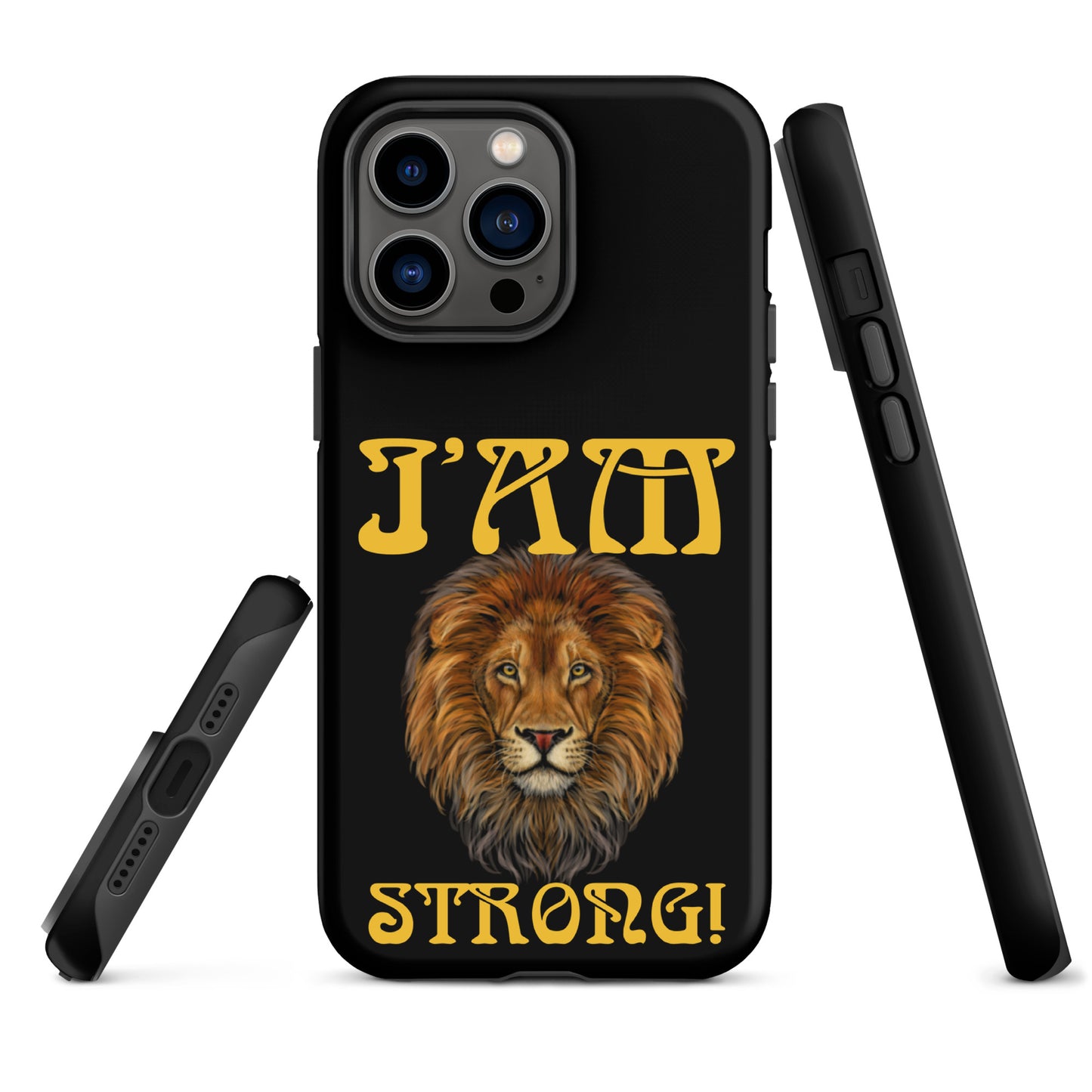 “I’AM STRONG!” Black Tough Case for iPhone® W/Yellow Font