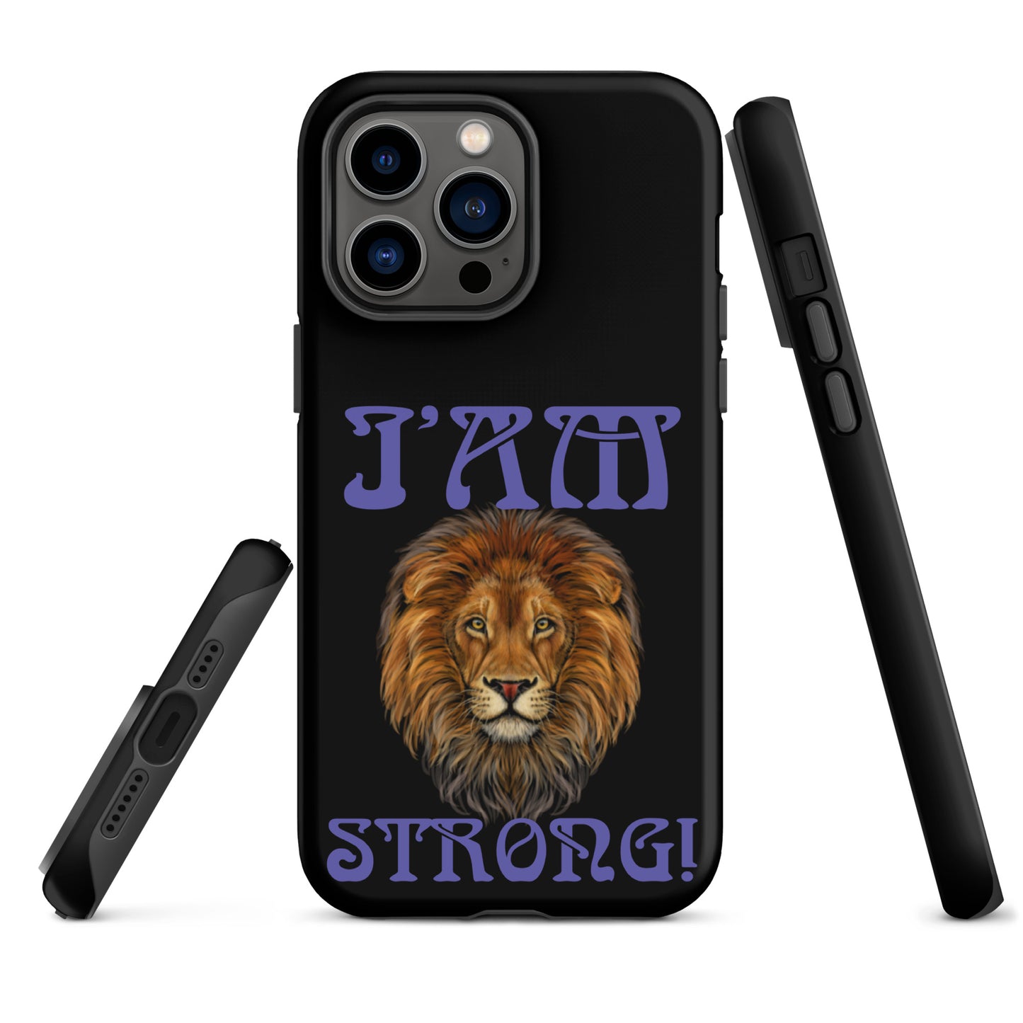 “I’AM STRONG!” Black Tough Case for iPhone® W/Purple Font