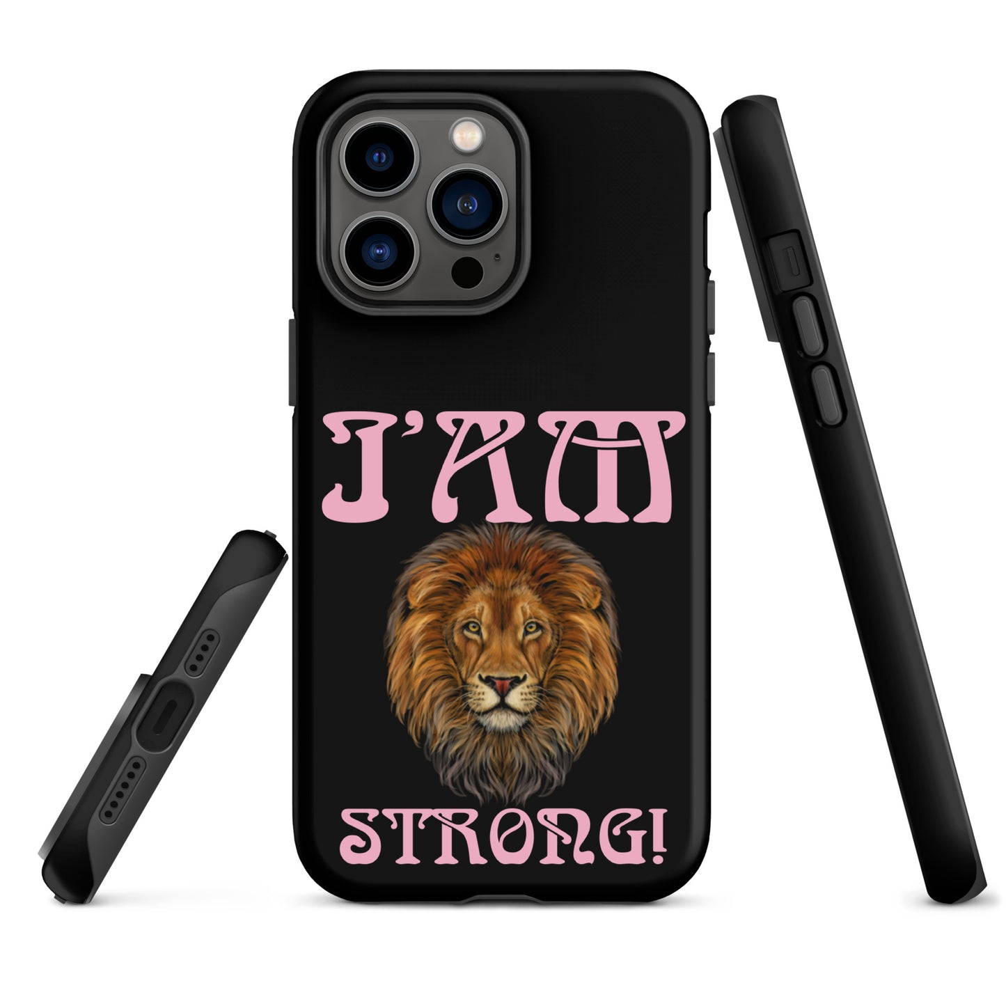 “I’AM STRONG!” Black Tough Case for iPhone® W/Cotton Candy Font
