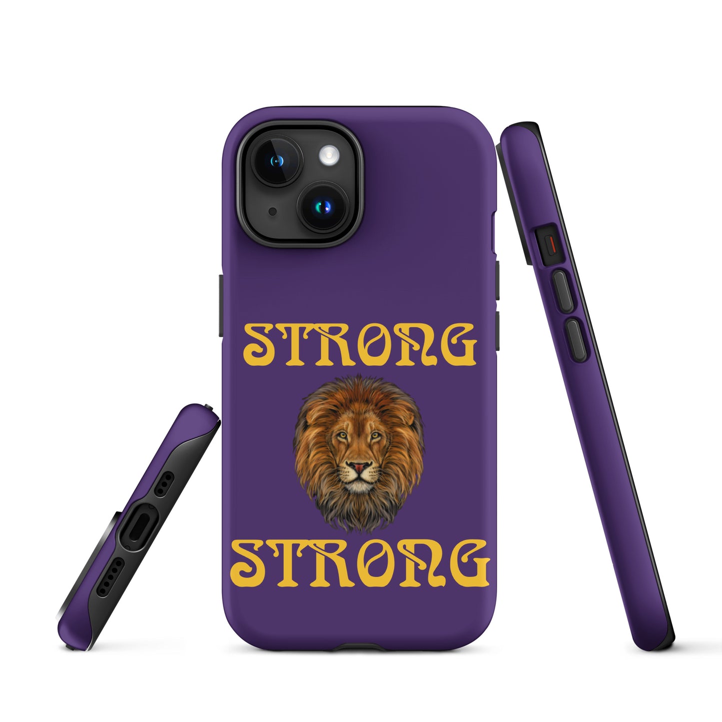 “STRONG”Purple DoubleView Tough Case for iPhone® W/Yellow Font