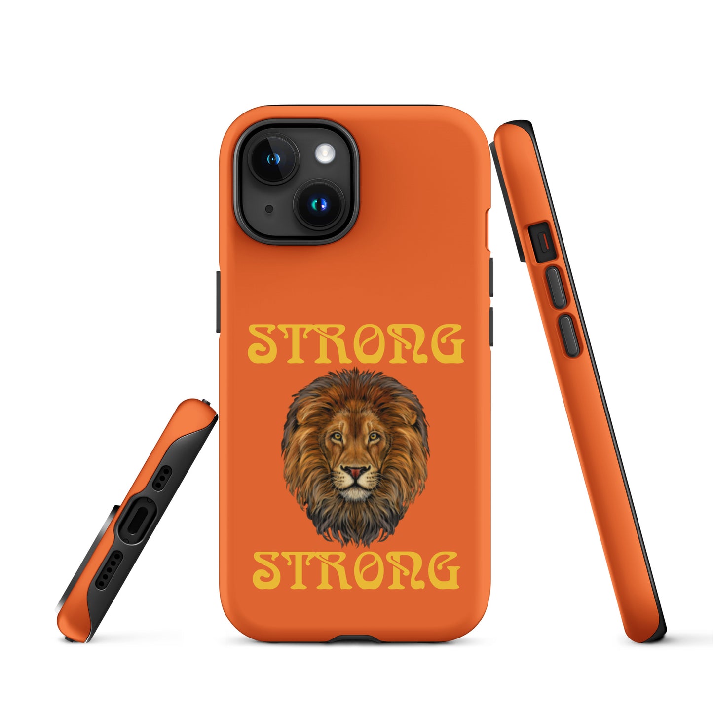 “STRONG”Orange DoubleView Tough Case for iPhone®W/Yellow Font