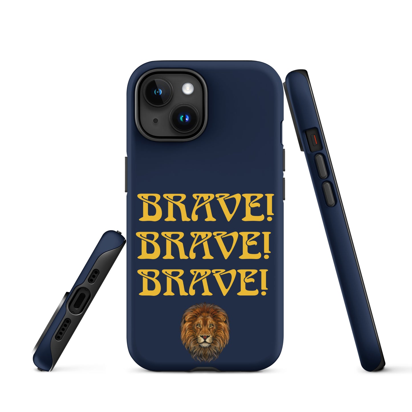 “BRAVE!Navy Tough Case for iPhone® W/Triple Yellow Font
