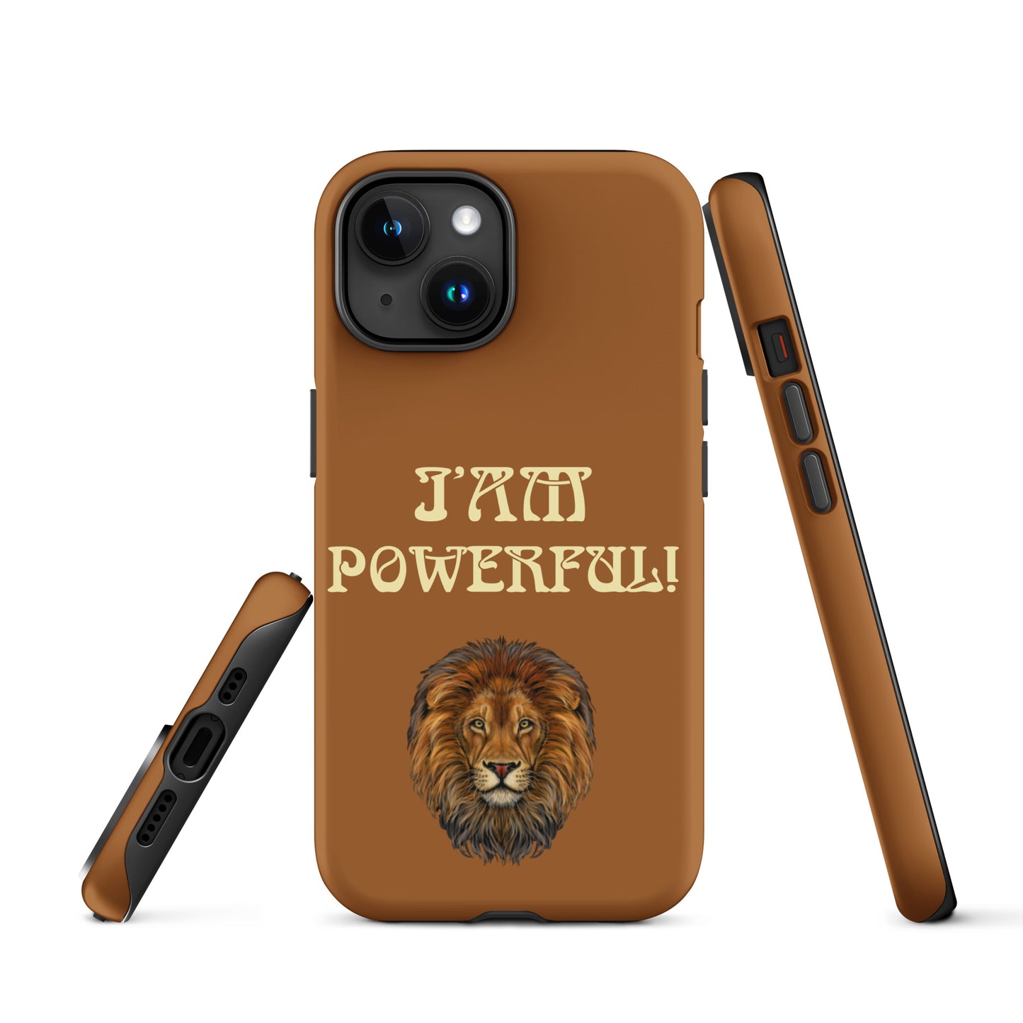 “IAM POWERFUL!”Brown Tough Case for iPhone® W/Banana Font