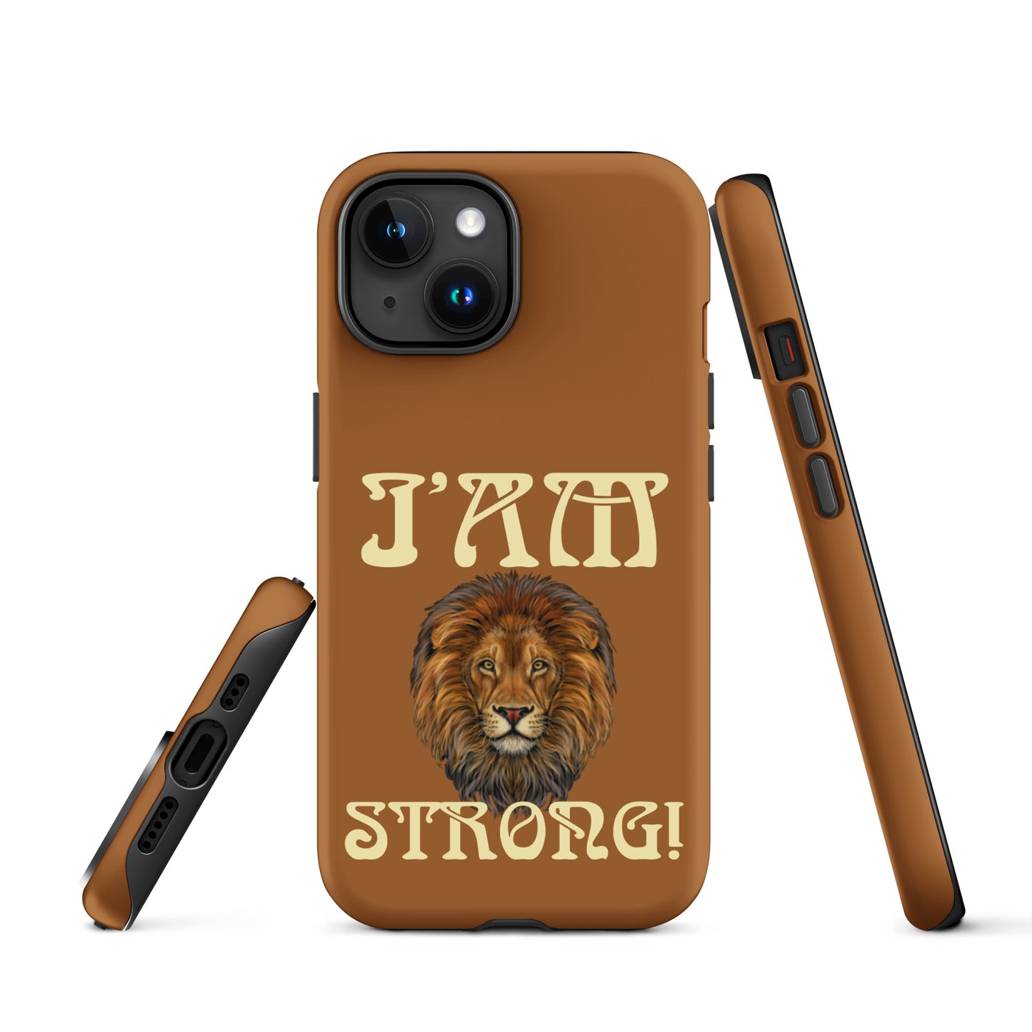 “I’AM STRONG!”Brown Tough Case for iPhone® W/Banana Font