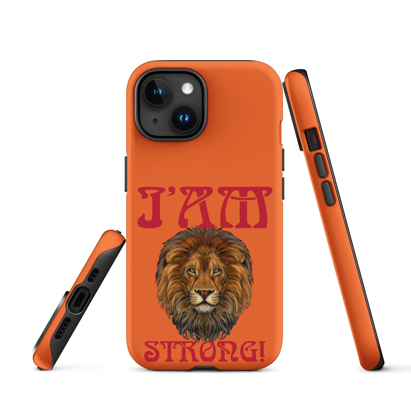 “I’AM STRONG!” Orange Tough Case for iPhone® W/Red Font