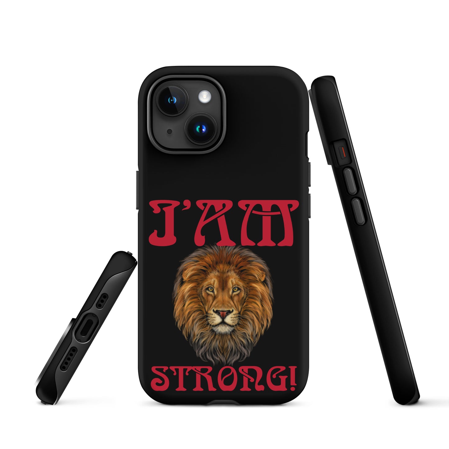 “I’AM STRONG!” Black Tough Case for iPhone® W/Red Font