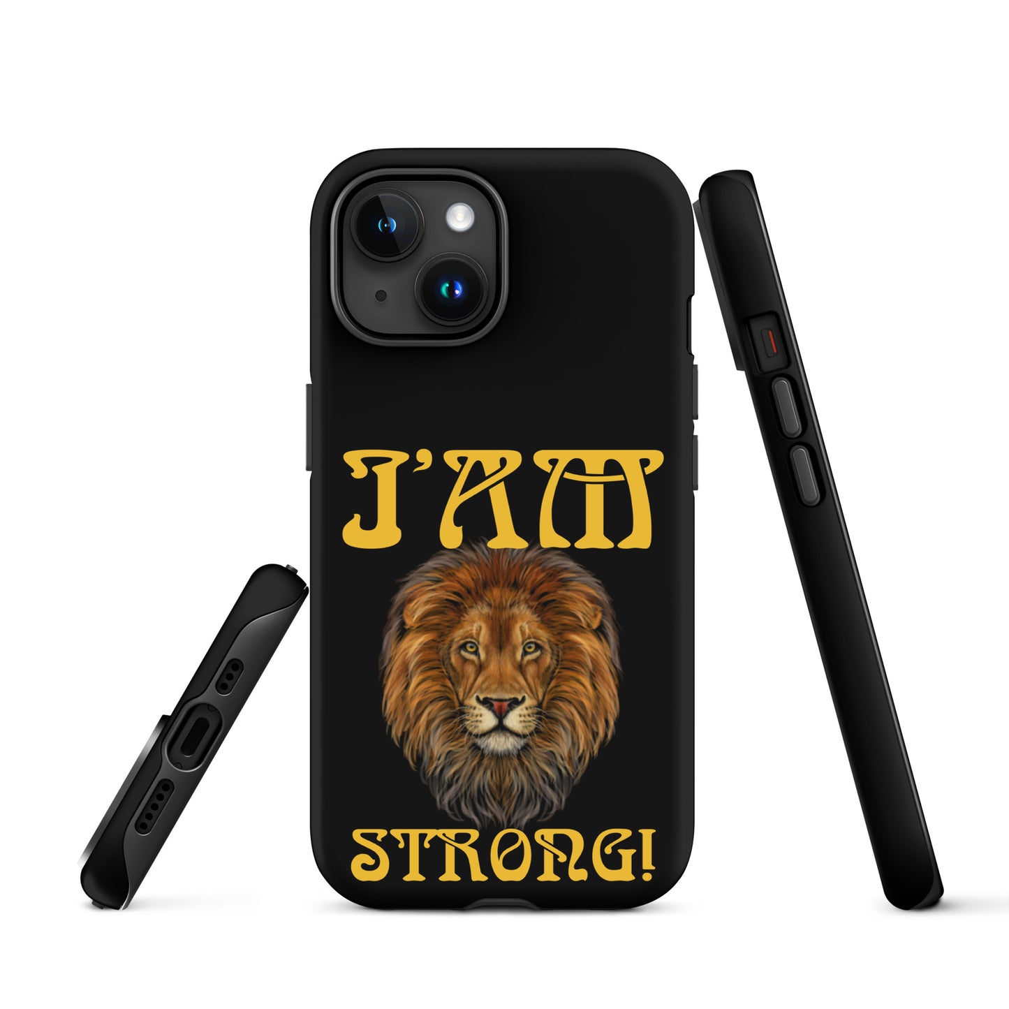 “I’AM STRONG!” Black Tough Case for iPhone® W/Yellow Font