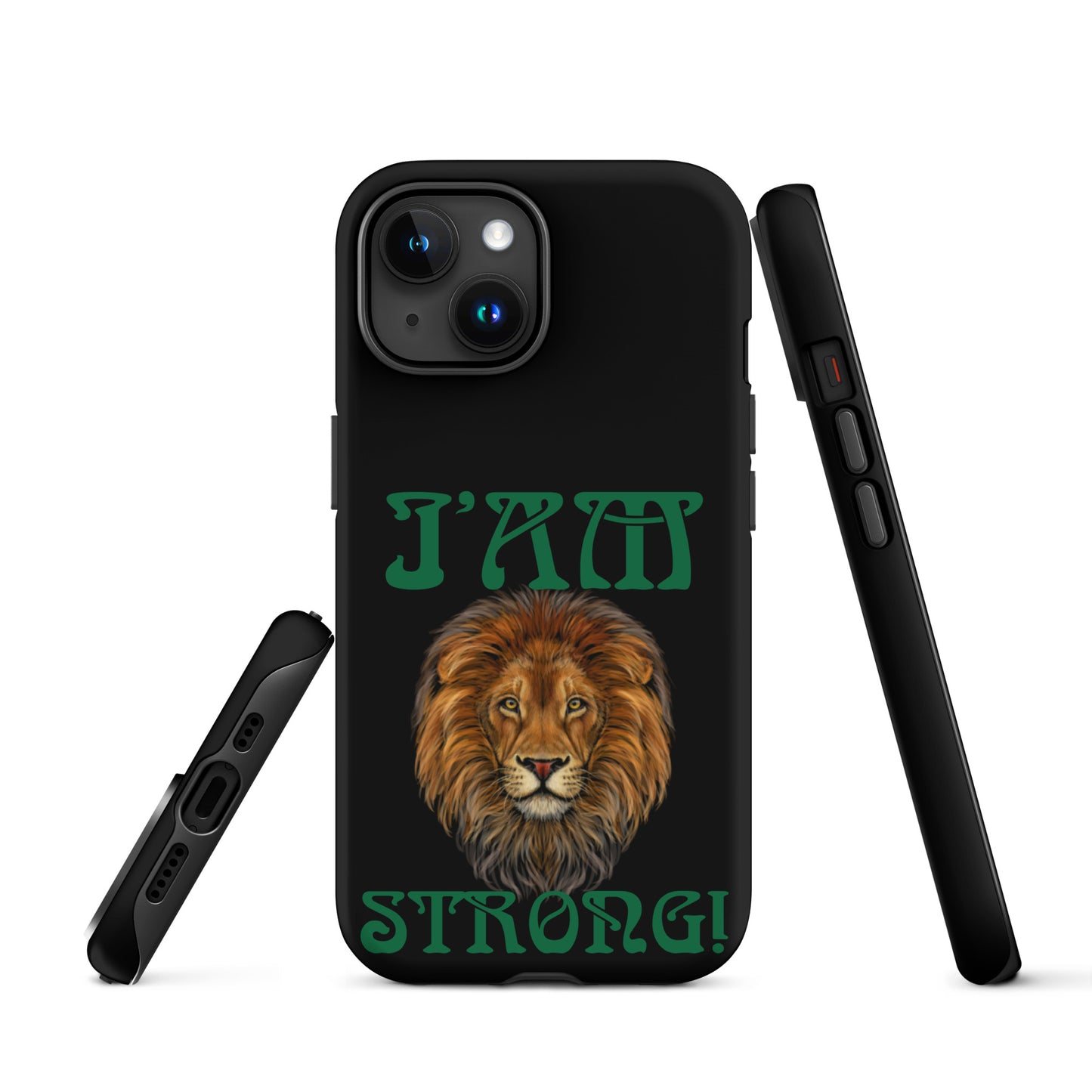 “I’AM STRONG!” Black Tough Case for iPhone® W/Green Font