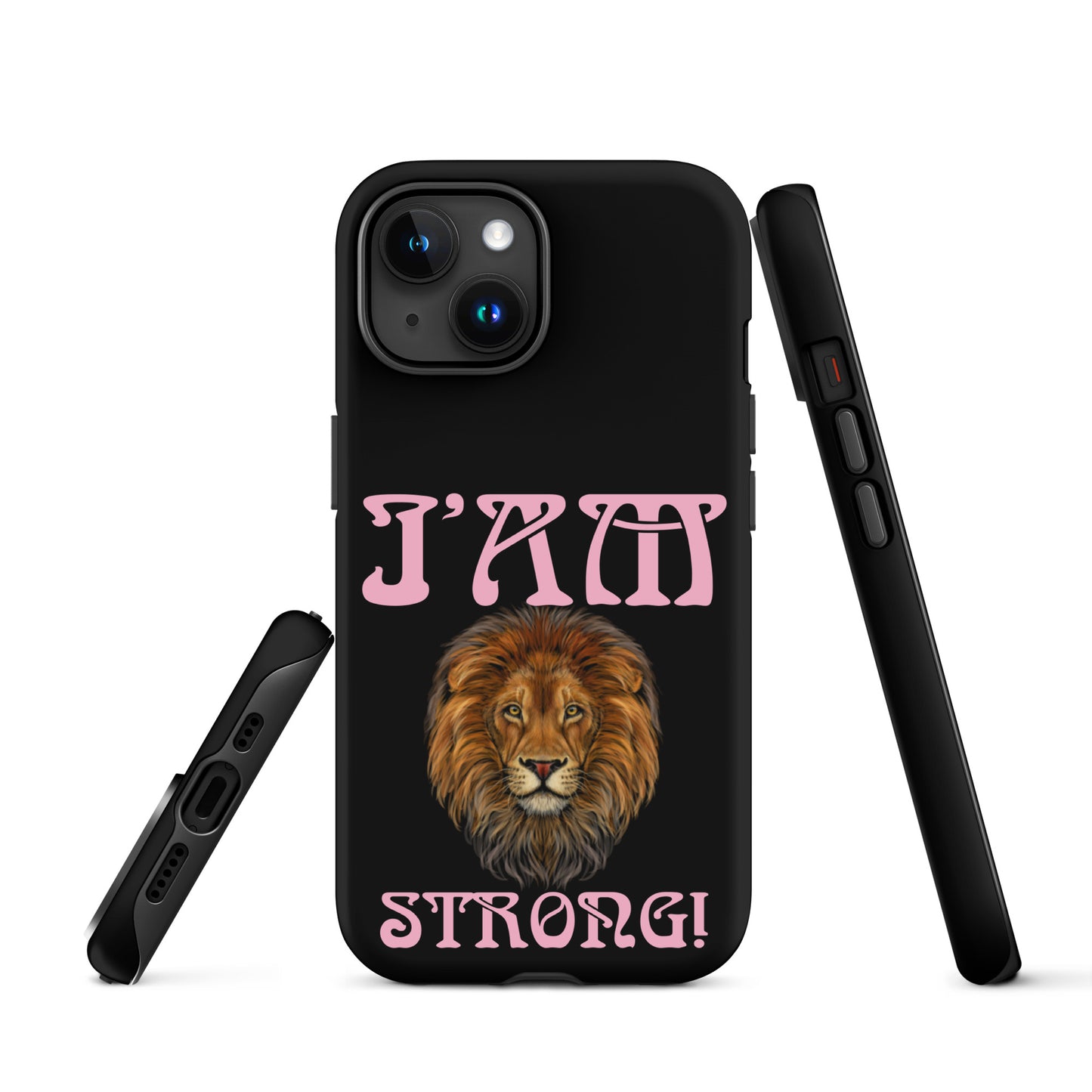 “I’AM STRONG!” Black Tough Case for iPhone® W/Cotton Candy Font
