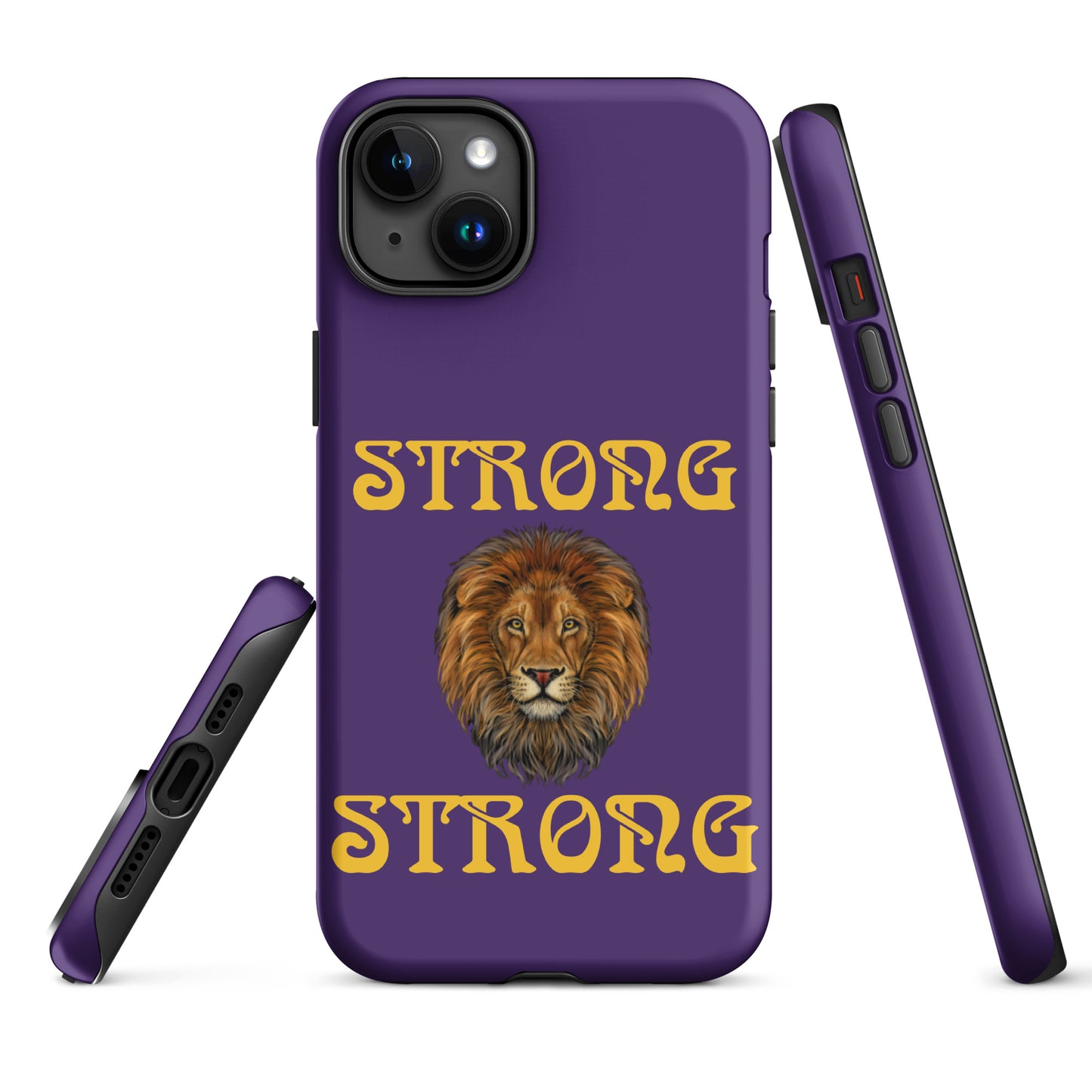 “STRONG”Purple DoubleView Tough Case for iPhone® W/Yellow Font