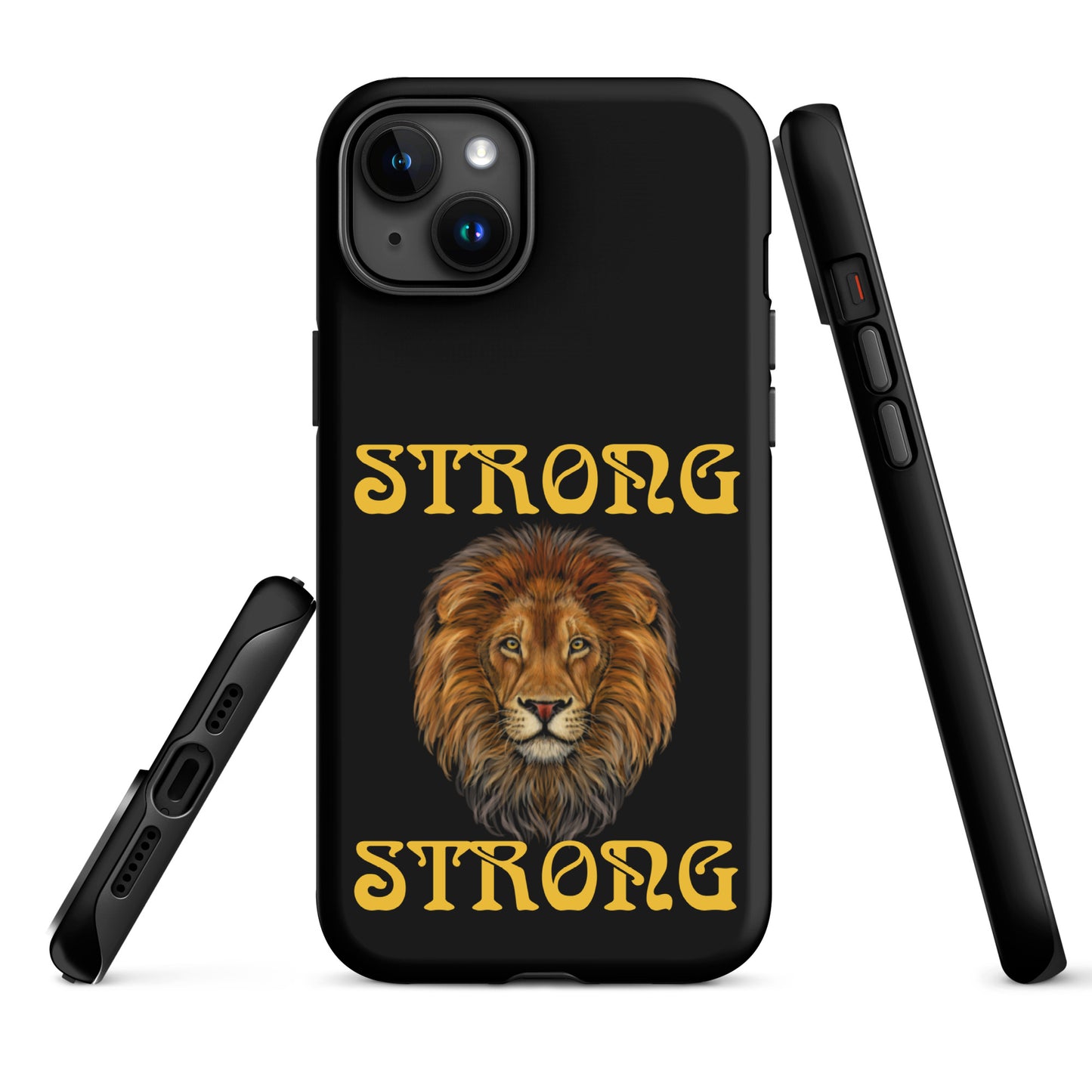 “STRONG”Black DoubleView Tough Case for iPhone®W/Yellow Font