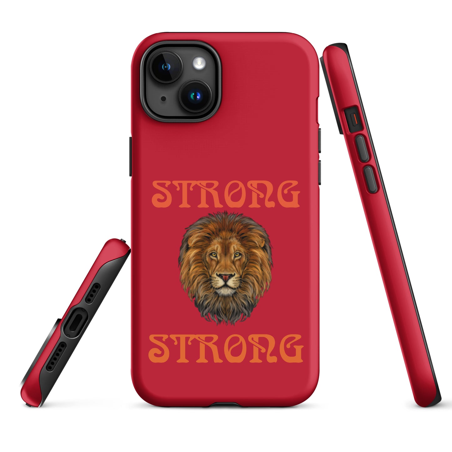 “STRONG”Red DoubleView Tough Case for iPhone® W/Orange Font