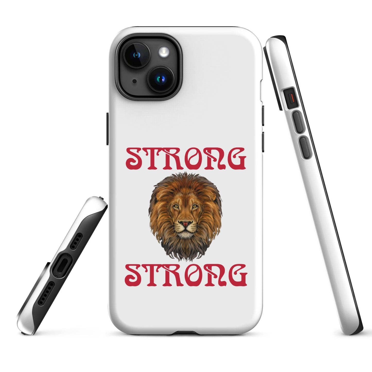 “STRONG”White DoubleView Tough Case for iPhone® W/Red Font