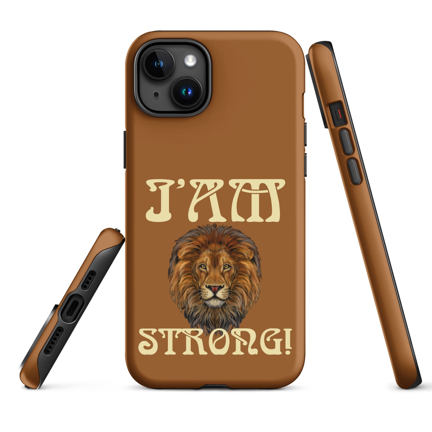 “I’AM STRONG!”Brown Tough Case for iPhone® W/Banana Font