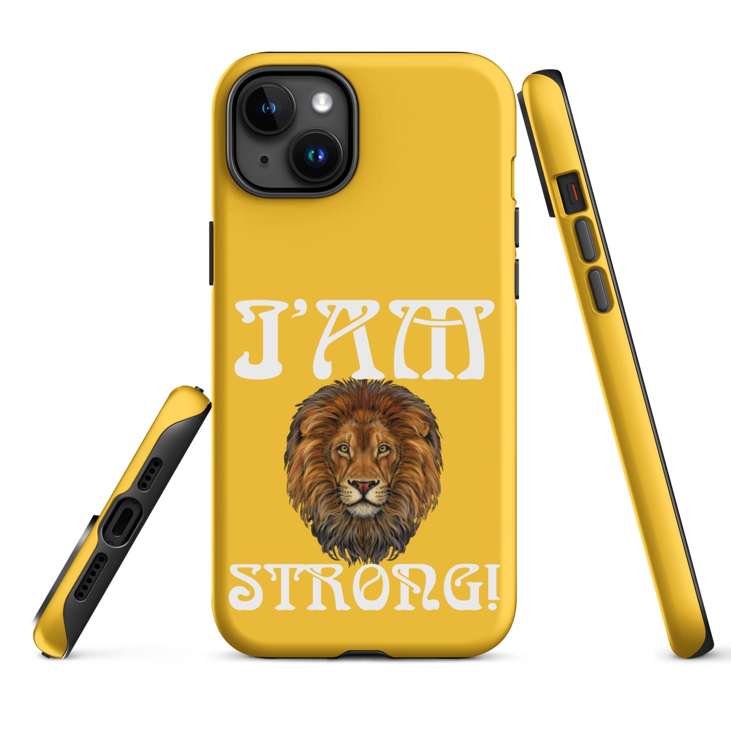 “I’AM STRONG!”Yellow Tough Case for iPhone® W/White Font