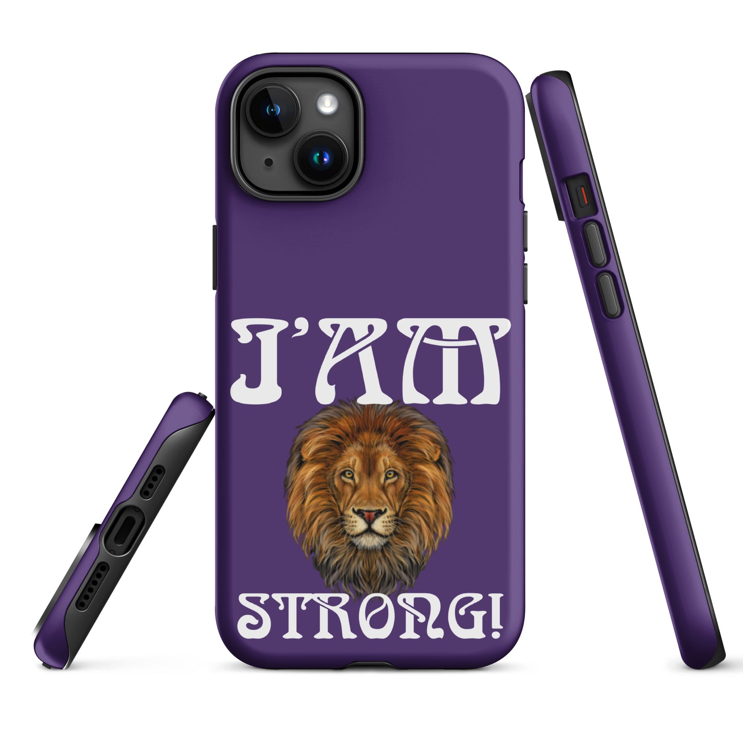 “I’AM STRONG!” Purple Tough Case for iPhone® W/White Font