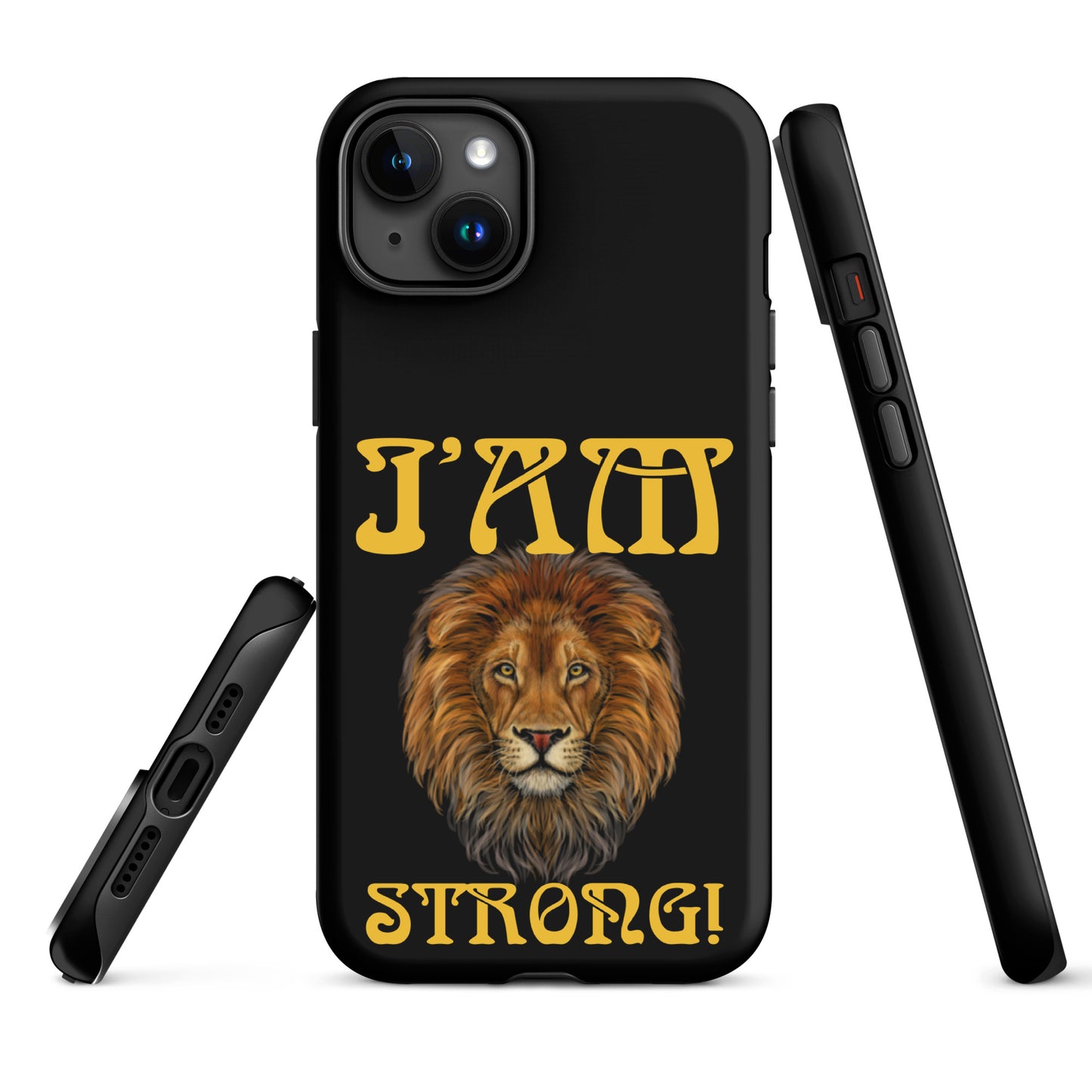 “I’AM STRONG!” Black Tough Case for iPhone® W/Yellow Font