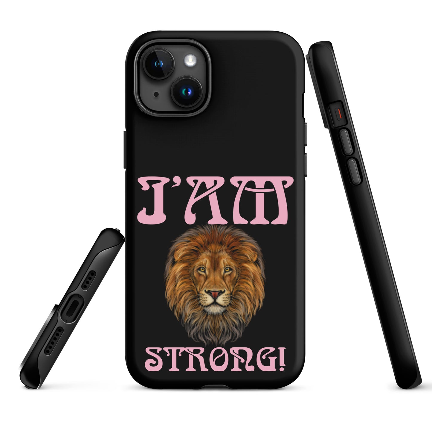 “I’AM STRONG!” Black Tough Case for iPhone® W/Cotton Candy Font