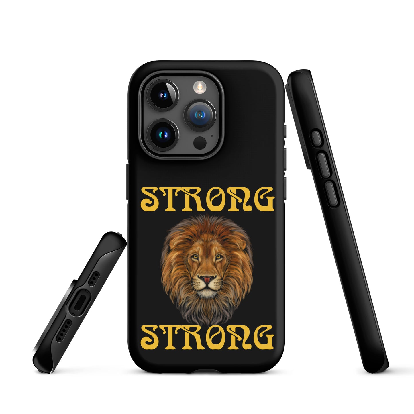 “STRONG”Black DoubleView Tough Case for iPhone®W/Yellow Font