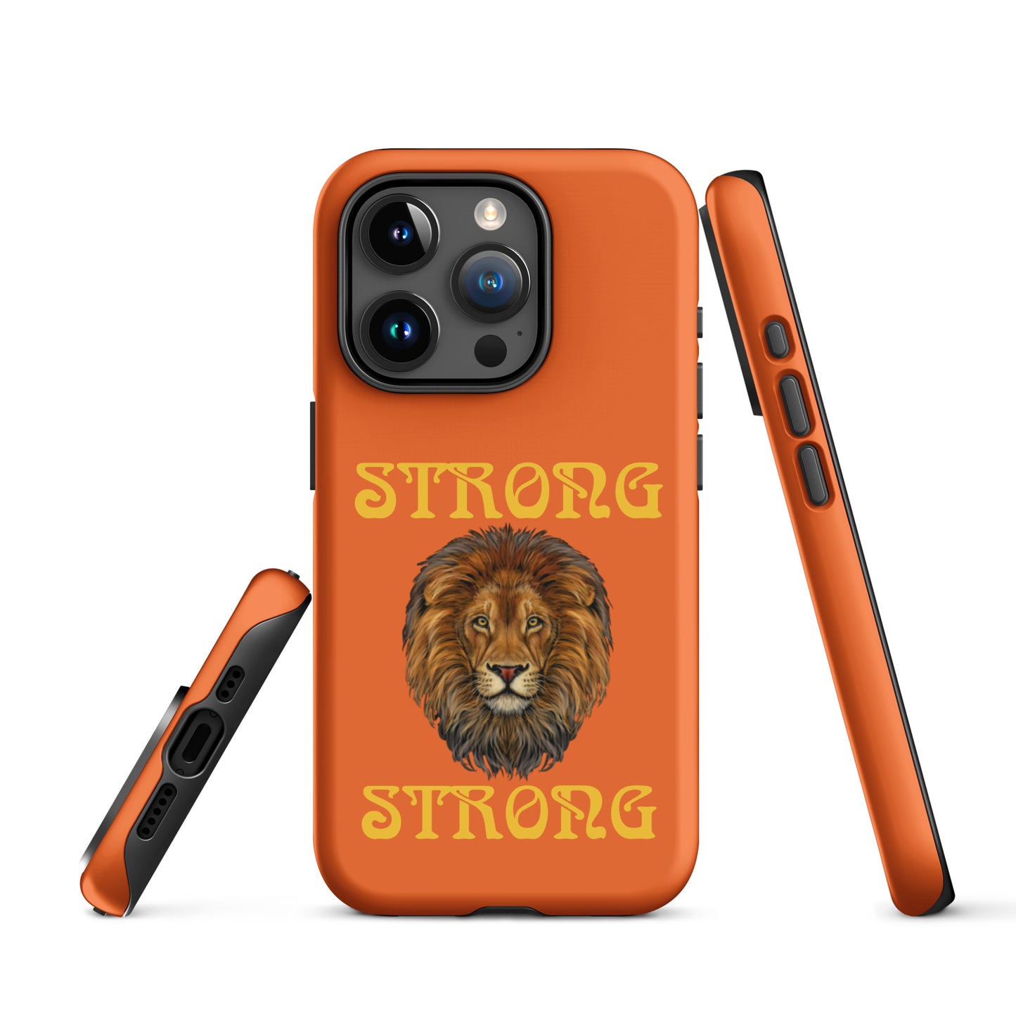 “STRONG”Orange DoubleView Tough Case for iPhone®W/Yellow Font