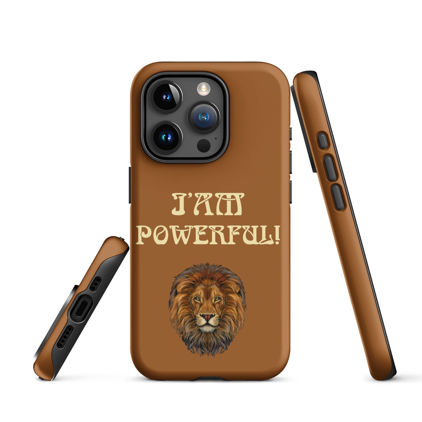 “IAM POWERFUL!”Brown Tough Case for iPhone® W/Banana Font