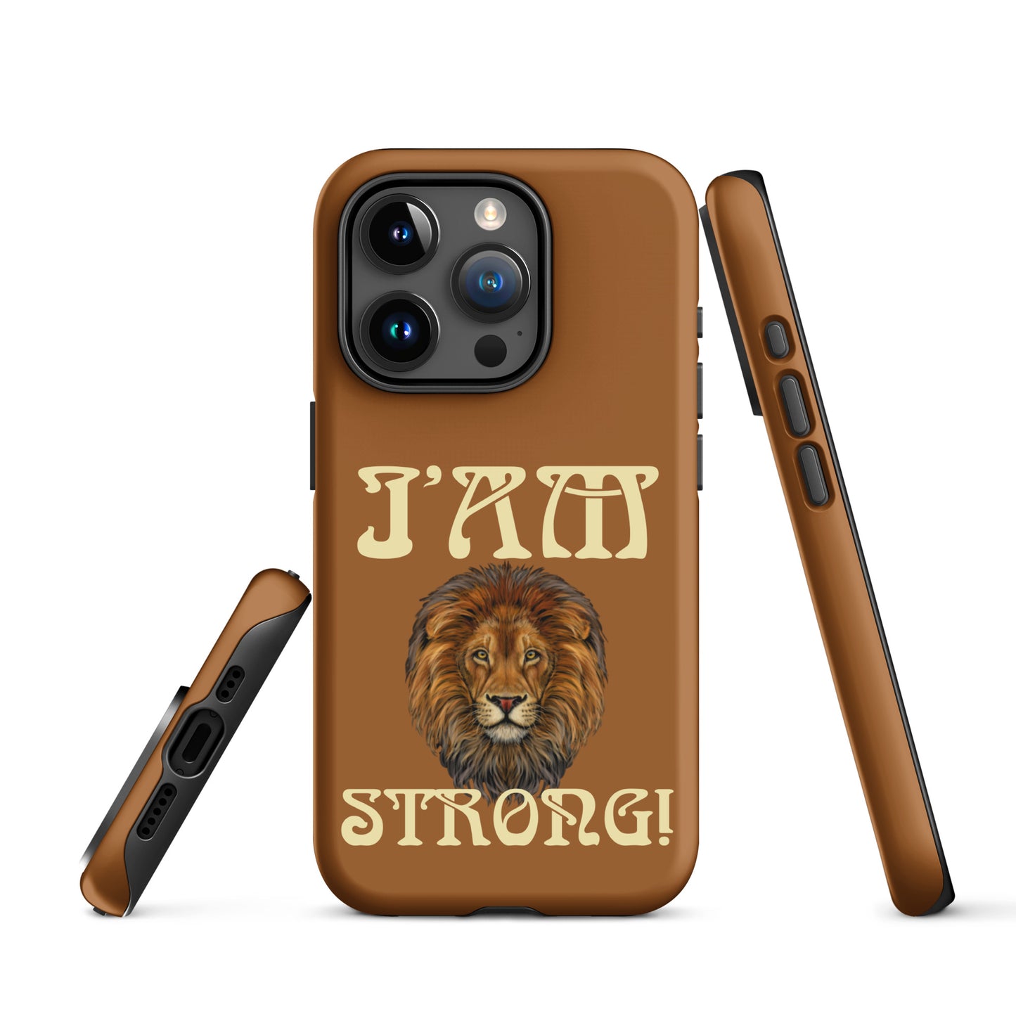 “I’AM STRONG!”Brown Tough Case for iPhone® W/Banana Font