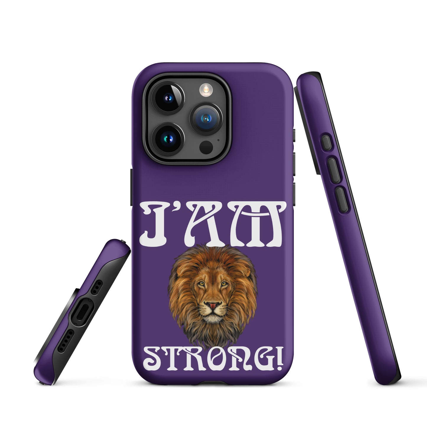 “I’AM STRONG!” Purple Tough Case for iPhone® W/White Font
